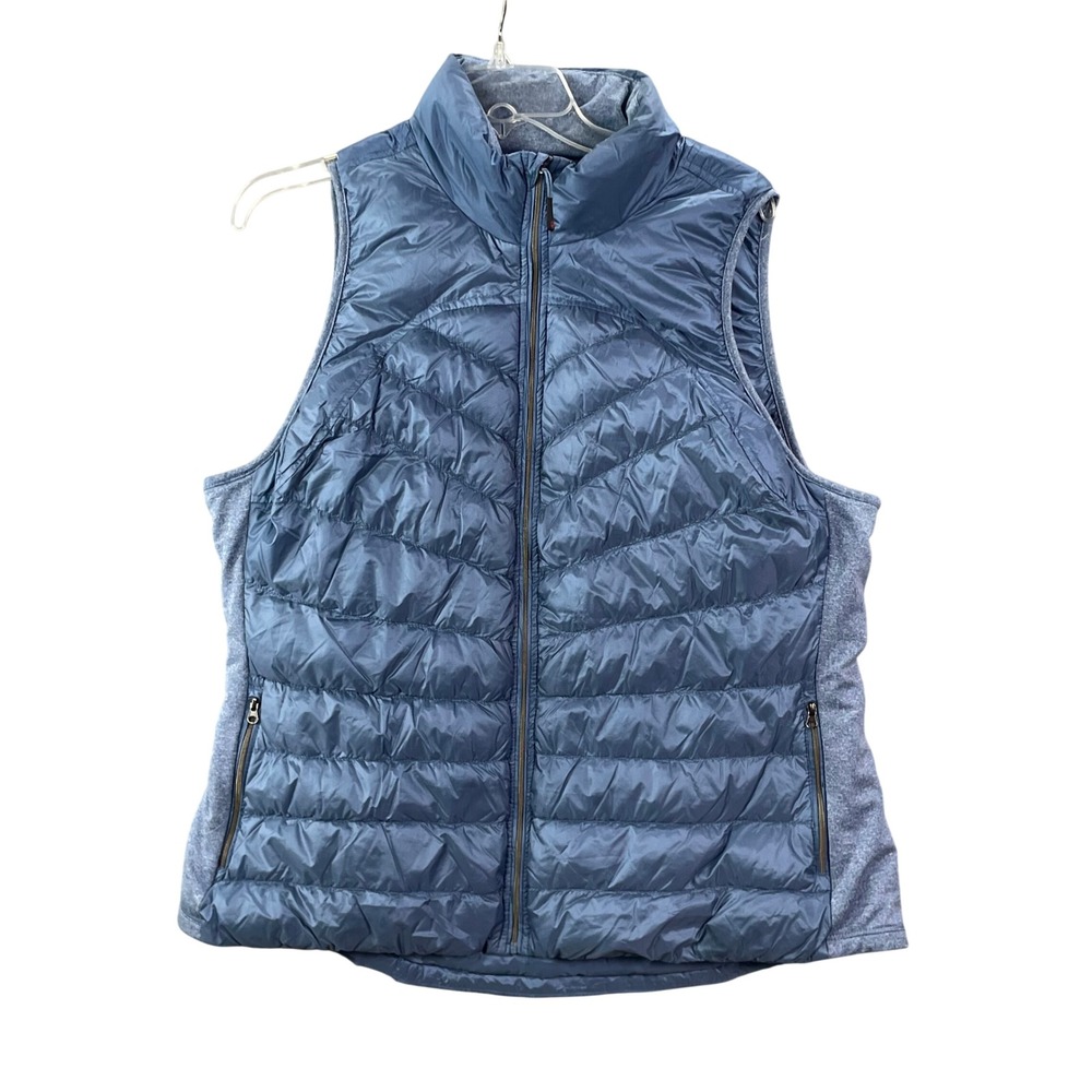 Tangerine Puffer Vest Womens XXL‎ Warm Indigo Blue Down Fill Quilted Travel Gorp